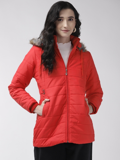 

Foreign Culture By Fort Collins Women Red Hooded Solid Parka Jacket