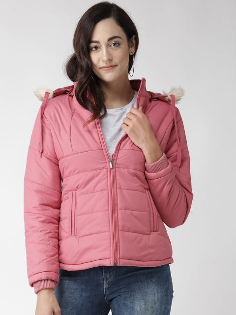 

Foreign Culture By Fort Collins Women Pink Solid Padded Hooded Parka Jacket