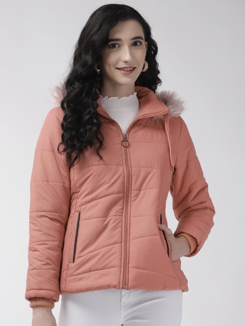 

Foreign Culture By Fort Collins Women Dusty Pink Solid Hooded Parka Jacket