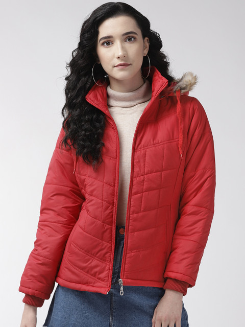 

Foreign Culture By Fort Collins Women Red Solid Hooded Parka Jacket