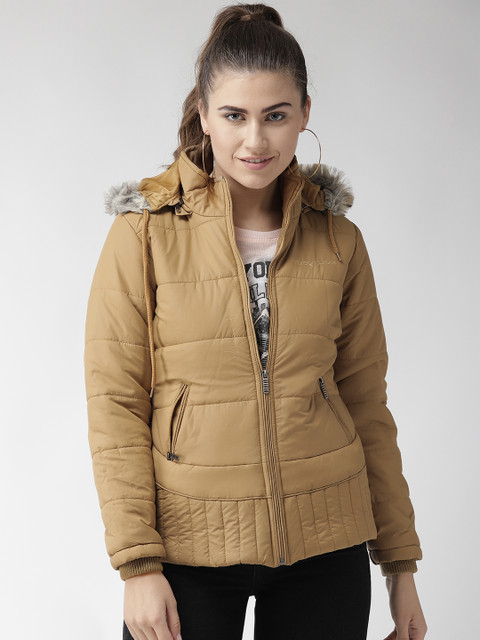 

Foreign Culture By Fort Collins Women Khaki Solid Padded Hooded Parka Jacket