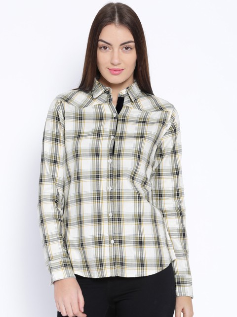 

U.S. Polo Assn. Women Off-White Checked Shirt