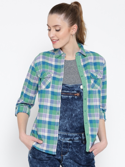 

U.S. Polo Assn. Women Green & Blue Checked Shirt