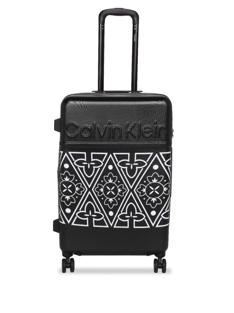 

Calvin Klein Black Printed Freedom Rider Hard-Sided Large Trolley Suitcase