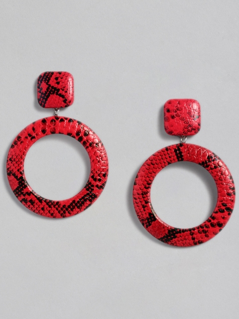 

justpeachy Red Circular Drop Earrings