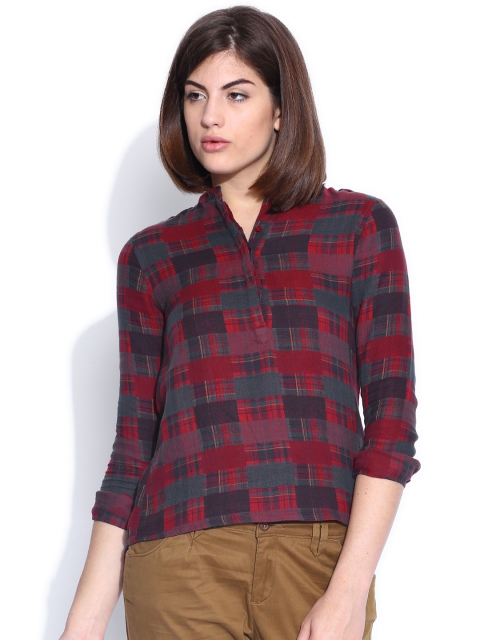 

U.S. Polo Assn. Women Red & Navy Checked Top