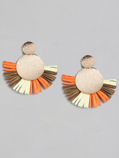 

justpeachy Gold-Toned Circular Taselled Drop Earrings