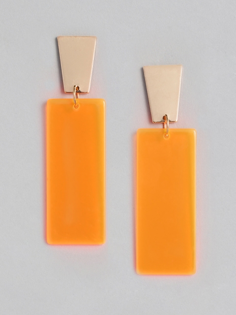

justpeachy Orange Geometric Drop Earrings