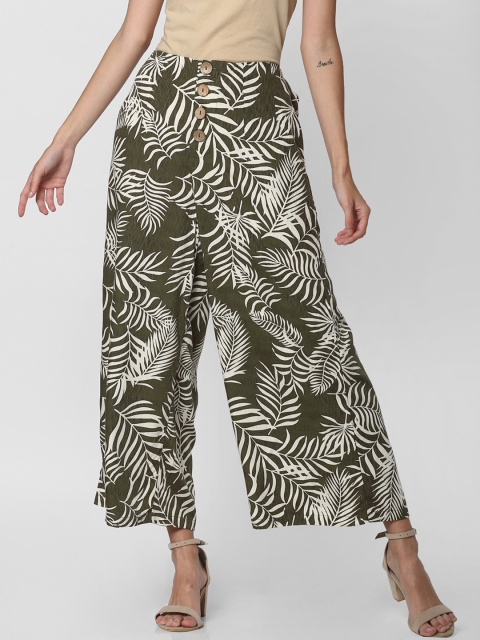 

ONLY Women Green & Off-White Printed Culottes