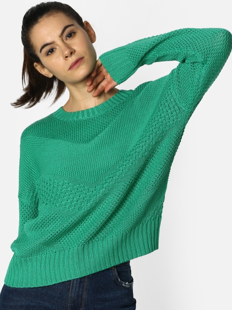 

ONLY Women Green Self Design Sweater