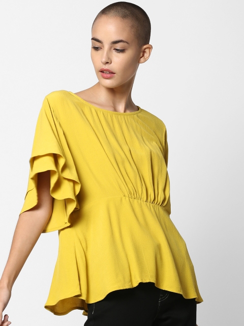 

ONLY Women Yellow Solid Regular Top