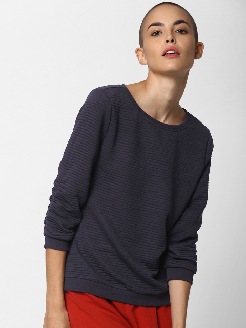 

ONLY Women Navy Blue Self Design Sweatshirt