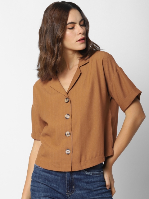 

ONLY Women Brown Regular Fit Solid Casual Shirt
