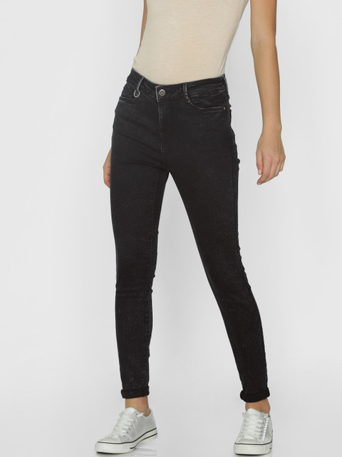 

ONLY Women Black Piper High Skinny Skinny Fit Mid-Rise Clean Look Stretchable Jeans