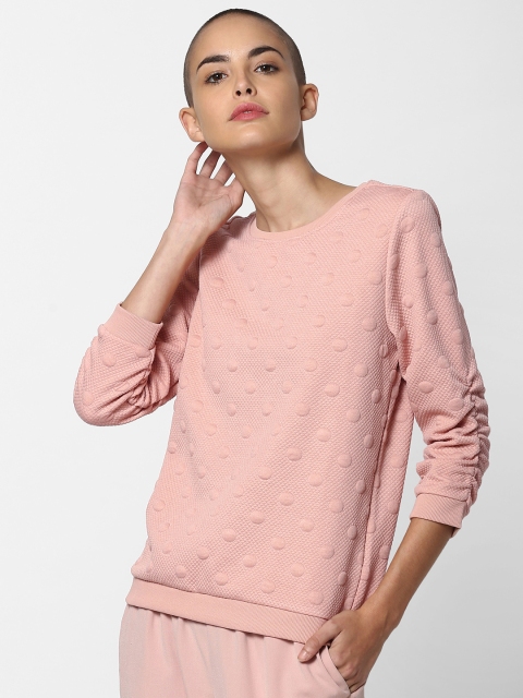 

ONLY Women Pink Self Design Sweatshirt