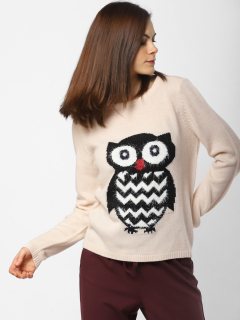 

ONLY Women Beige Woven Design Sweater