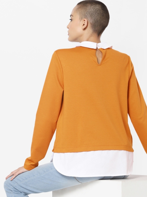 

ONLY Women Mustard Yellow Solid Layered Top