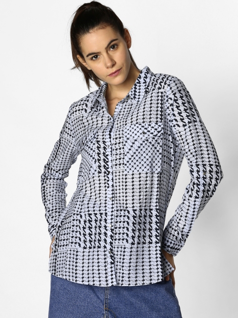 

ONLY Women Blue Regular Fit Printed Casual Shirt