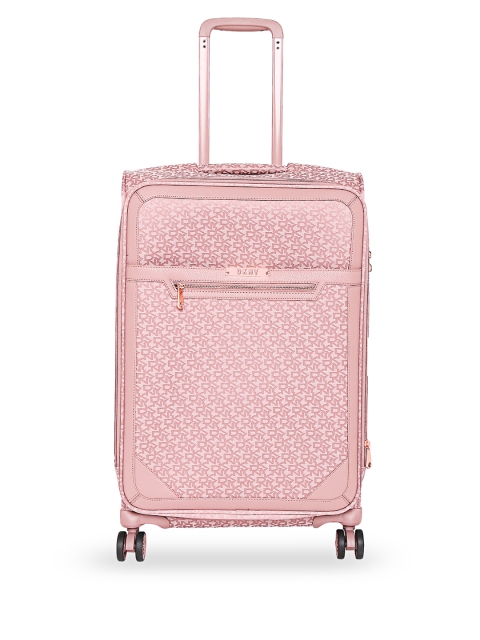 

DKNY Unisex Pink Patterned Signature Softs Soft-Sided Large Trolley Suitcase, Rose