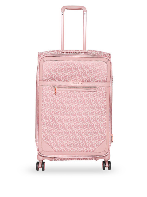 

DKNY Unisex Pink Patterned Signature Softs Soft-Sided Medium Trolley Suitcase, Rose