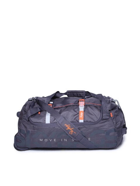 

Skybags Unisex Grey and Orange Snazzy Trolley Duffle Bag