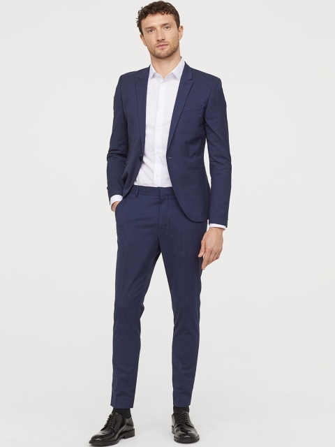 

H&M Men Blue Solid Suit Trousers Super Skinny Fit