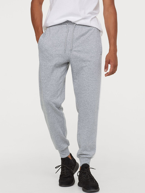 

H&M Men Grey Solid Joggers with Side Stripes
