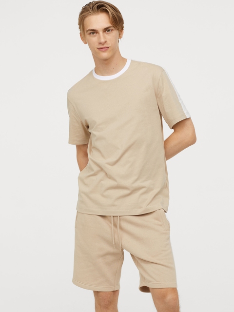 

H&M Men's Beige Side-Stripe Sweatshirt Shorts