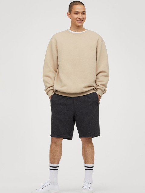 

H&M Men Black Solid Sweatshirt Sustainable Shorts