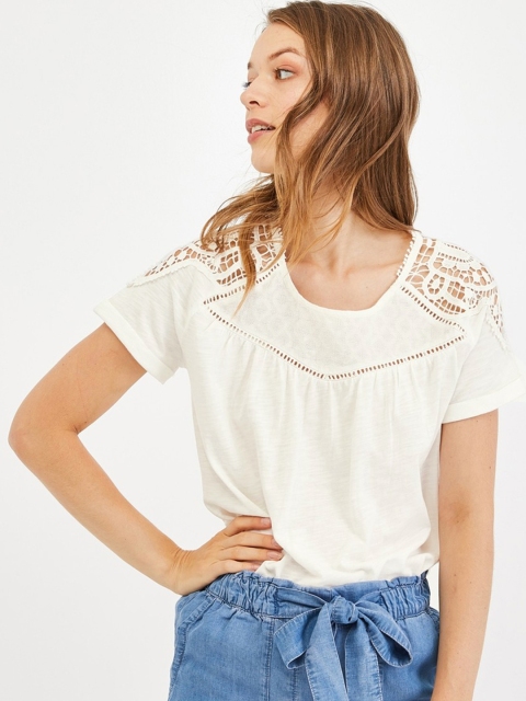 

promod Women White Solid Regular Top