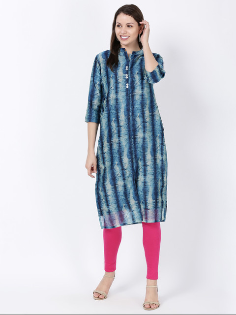 

Soch Women Blue & White Printed Straight Kurta