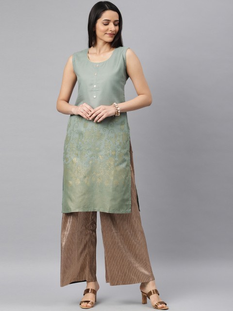 

Soch Women Grey Printed Straight Kurta