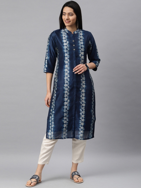 

Soch Women Blue & Grey Dyed Straight Kurta