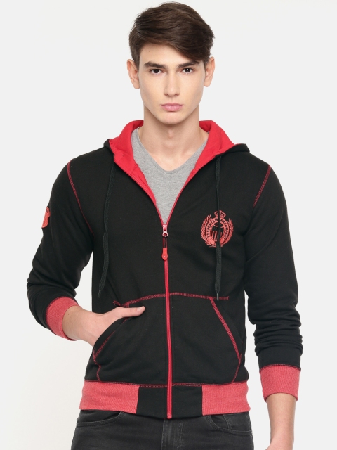 

Sports52 wear Men Black & Red Solid Hooded Sweatshirt