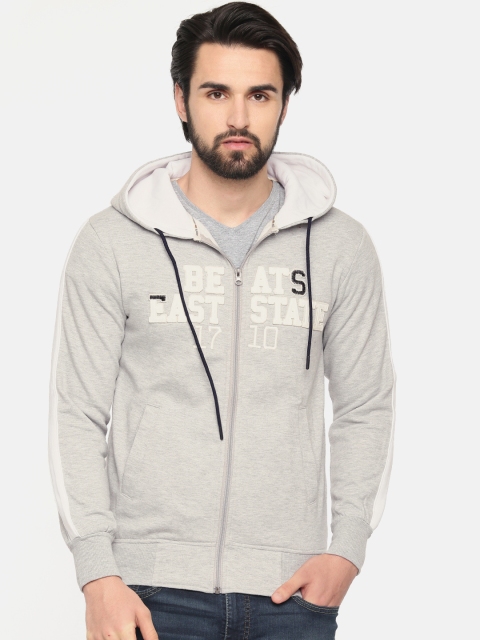 

Sports52 wear Men Grey Printed Hooded Sweatshirt
