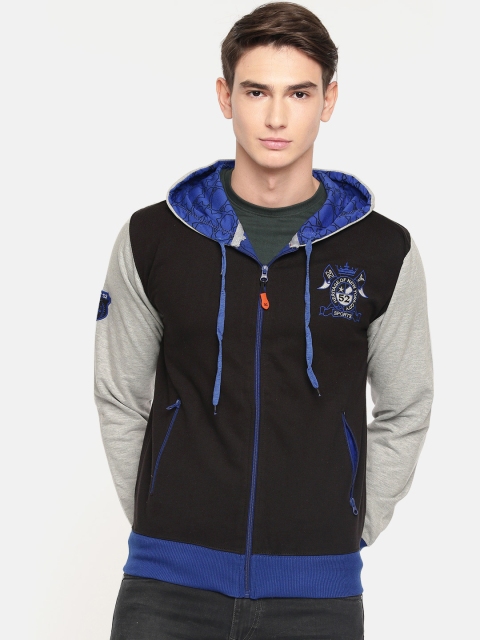 

Sports52 wear Men Black Solid Embroidered Hooded Sweatshirt