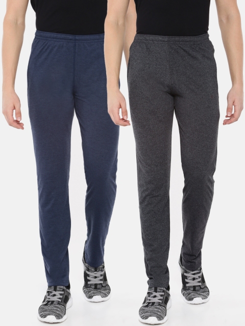 

Sports52 wear Navy Blue & Charcoal Grey Men Pack of 2 Solid Straight Fit Track Pants