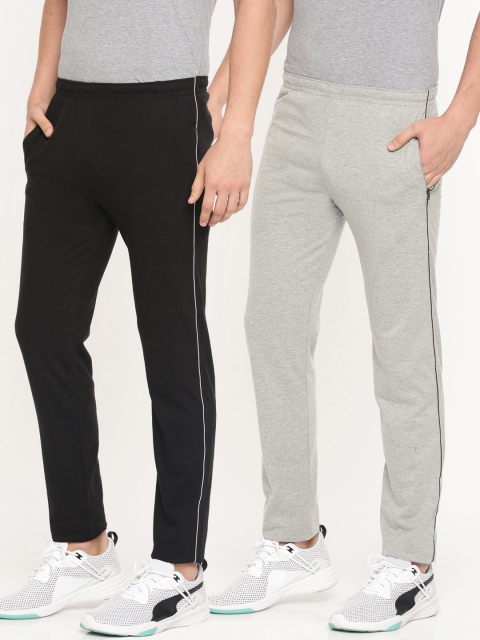 

Sports52 wear Men Black & Grey Pack of 2 Solid Straight Fit Track Pants