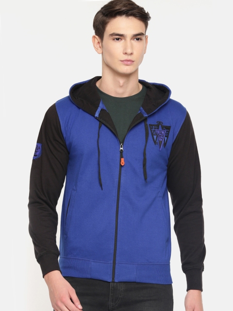 

Sports52 wear Men Blue Solid Hooded Sweatshirt