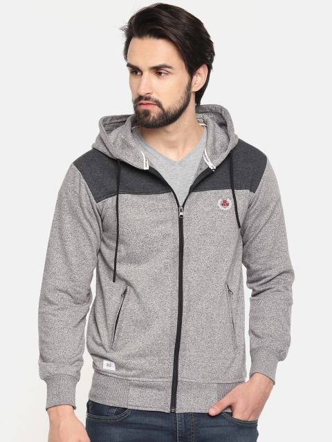 

Sports52 wear Men Grey Solid Hooded Sweatshirt