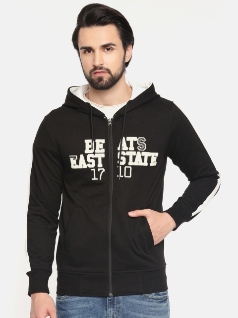 

Sports52 wear Men Black Printed Hooded Sweatshirt