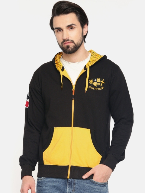 

Sports52 wear Men Black & Yellow Colourblocked Comfort Fit Hooded Sweatshirt