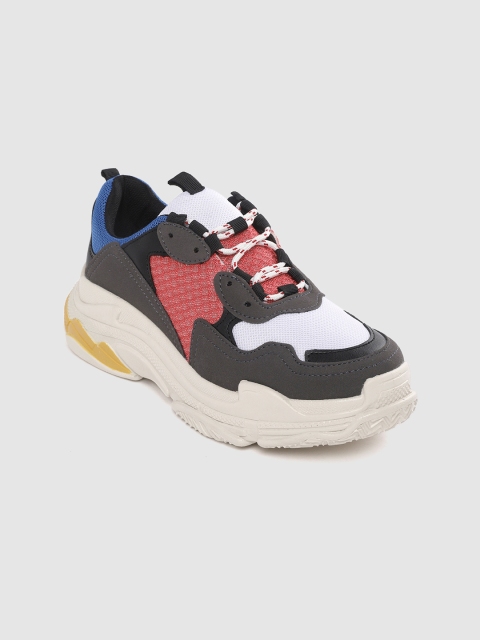 

Tresmode Women Charcoal Grey & White Colourblocked Sneakers