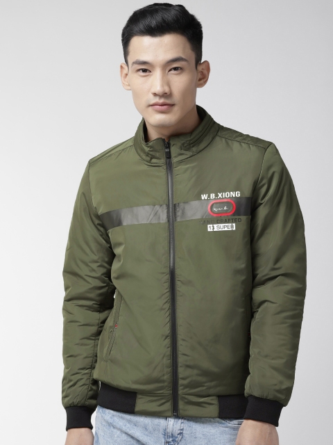

Fort Collins Men Olive Green Solid Bomber Jacket