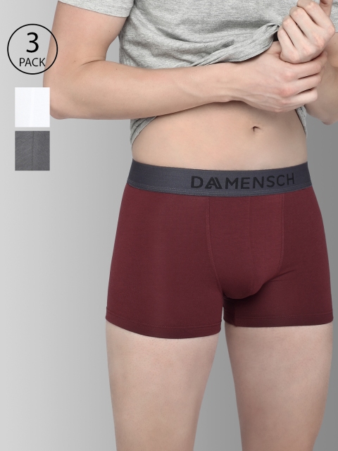 

DAMENSCH Men Pack of 3 3X Soft Trunks DAM-AS-T-WR&WG&FW-PACK-3-MIX, Red