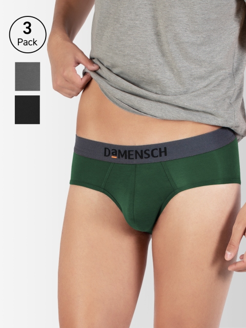 

DAMENSCH Men Pack of 3 Briefs DAM-AS-B-OB&JG&WG-PACK-3-MIX, Black