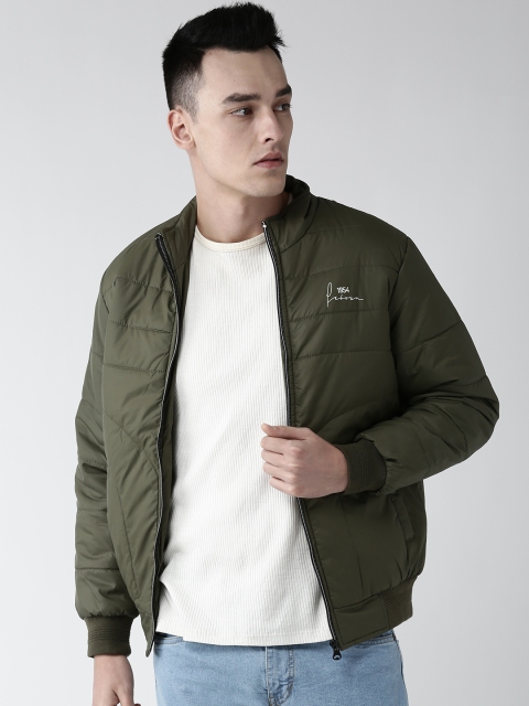 

Foreign Culture By Fort Collins Men Olive Green Solid Bomber Jacket