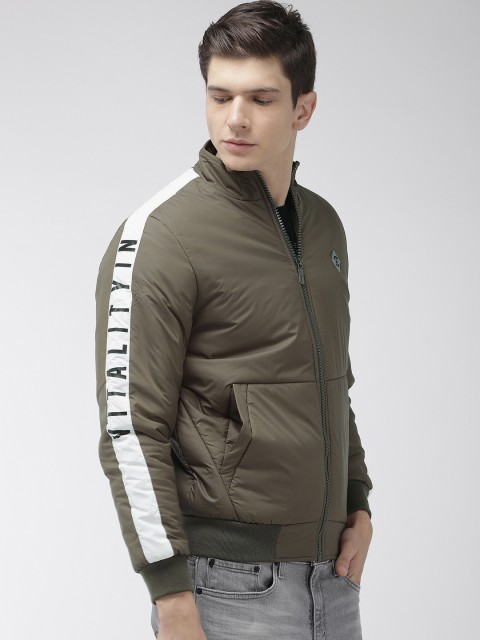 

Foreign Culture By Fort Collins Men Olive Green Solid Padded Jacket