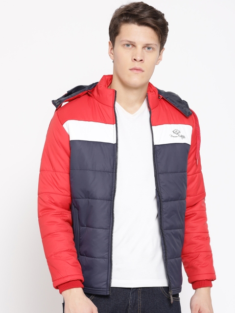 

Foreign Culture By Fort Collins Men Navy Blue Colourblocked Hooded Padded Jacket