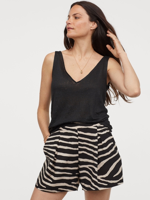 

H&M Women Black Printed Wide Shorts